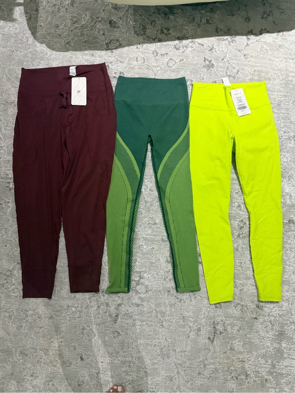 3 pairs. 2 leggings and 1 jogging pants All Size Small.